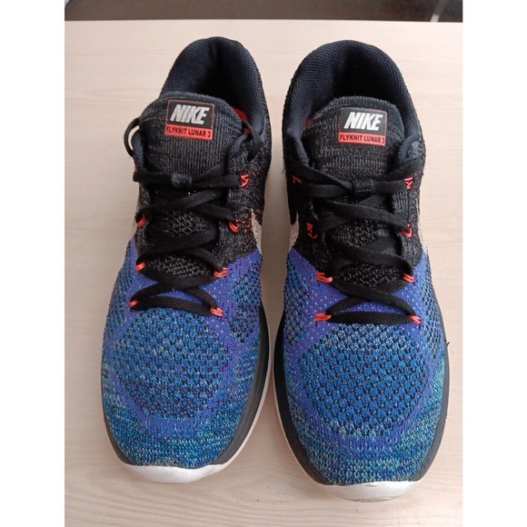 Nike Flyknit Lunar 3 Black White Persian Violet Hot Lava Size 9.5 698181-0 - Picture 2 of 7
